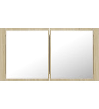 LED-Bad-Spiegelschrank Sonoma-Eiche 90x12x45 cm Acryl