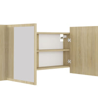 LED-Bad-Spiegelschrank Sonoma-Eiche 90x12x45 cm Acryl