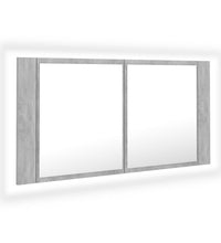 LED-Bad-Spiegelschrank Betongrau 90x12x45 cm Acryl