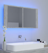 LED-Bad-Spiegelschrank Betongrau 90x12x45 cm Acryl