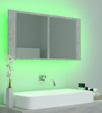 LED-Bad-Spiegelschrank Betongrau 90x12x45 cm Acryl