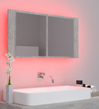 LED-Bad-Spiegelschrank Betongrau 90x12x45 cm Acryl