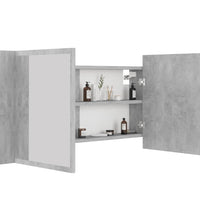 LED-Bad-Spiegelschrank Betongrau 90x12x45 cm Acryl