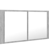 LED-Bad-Spiegelschrank Betongrau 90x12x45 cm Acryl