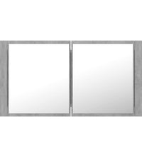 LED-Bad-Spiegelschrank Betongrau 90x12x45 cm Acryl