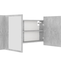 LED-Bad-Spiegelschrank Betongrau 90x12x45 cm Acryl