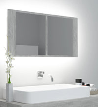 LED-Bad-Spiegelschrank Betongrau 90x12x45 cm Acryl