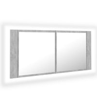 LED-Bad-Spiegelschrank Betongrau 100x12x45 cm Acryl