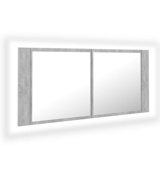 LED-Bad-Spiegelschrank Betongrau 100x12x45 cm Acryl