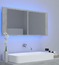 LED-Bad-Spiegelschrank Betongrau 100x12x45 cm Acryl