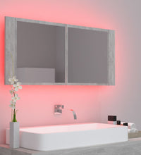 LED-Bad-Spiegelschrank Betongrau 100x12x45 cm Acryl