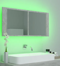 LED-Bad-Spiegelschrank Betongrau 100x12x45 cm Acryl