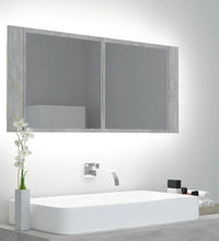 LED-Bad-Spiegelschrank Betongrau 100x12x45 cm Acryl