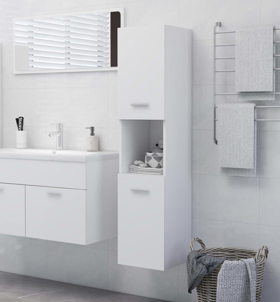 Badezimmerschrank Weiß 30x30x130 cm Holzwerkstoff