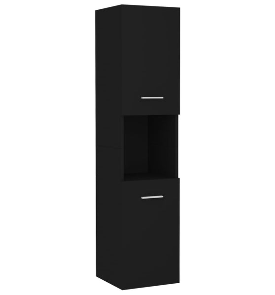 Badezimmerschrank Schwarz 30x30x130 cm Holzwerkstoff