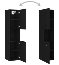 Badezimmerschrank Schwarz 30x30x130 cm Holzwerkstoff
