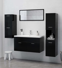 Badezimmerschrank Schwarz 30x30x130 cm Holzwerkstoff