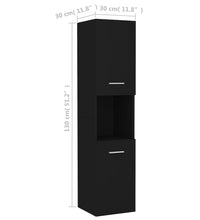 Badezimmerschrank Schwarz 30x30x130 cm Holzwerkstoff