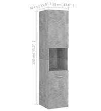 Badezimmerschrank Betongrau 30x30x130 cm Holzwerkstoff