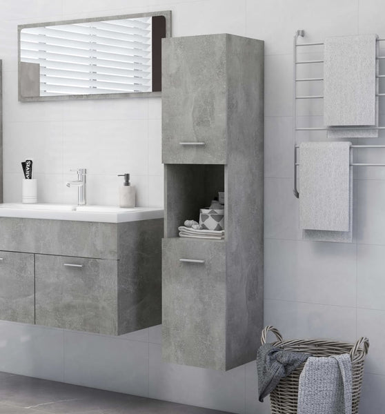 Badezimmerschrank Betongrau 30x30x130 cm Holzwerkstoff