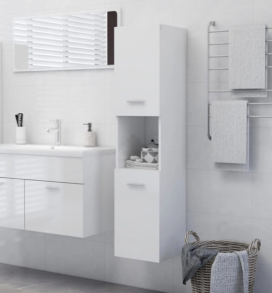 Badezimmerschrank Hochglanz-Weiß 30x30x130 cm Holzwerkstoff
