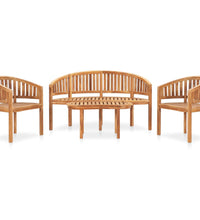 4-tlg. Garten-Lounge-Set Massivholz Teak