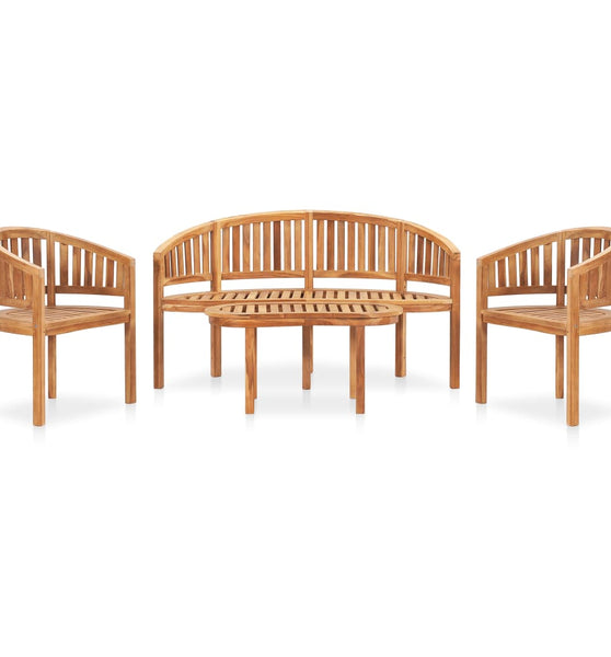 4-tlg. Garten-Lounge-Set Massivholz Teak