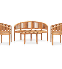 4-tlg. Garten-Lounge-Set Massivholz Teak