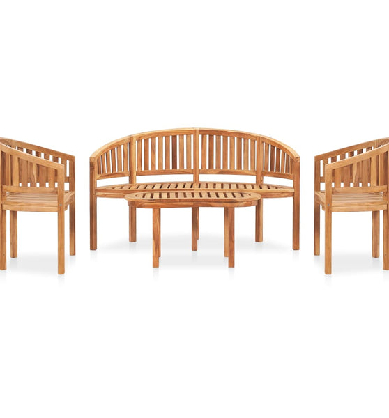 4-tlg. Garten-Lounge-Set Massivholz Teak