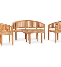 4-tlg. Garten-Lounge-Set Massivholz Teak