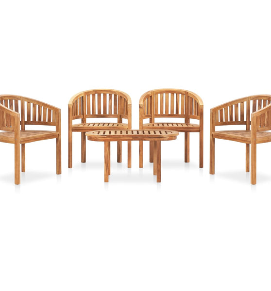 5-tlg. Garten-Lounge-Set Massivholz Teak