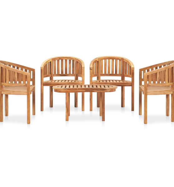 5-tlg. Garten-Lounge-Set Massivholz Teak