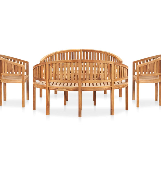 5-tlg. Garten-Lounge-Set Massivholz Teak