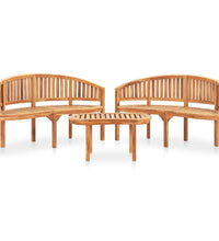 3-tlg. Garten-Lounge-Set Massivholz Teak