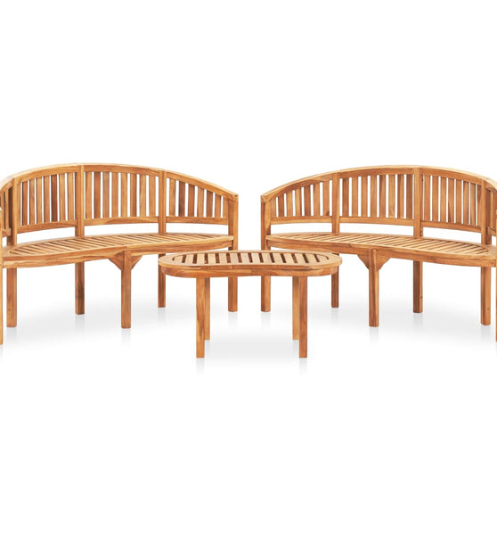 3-tlg. Garten-Lounge-Set Massivholz Teak