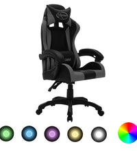 Gaming-Stuhl mit RGB LED-Leuchten Grau und Schwarz Kunstleder