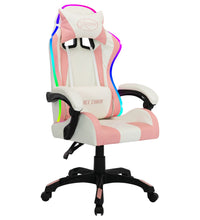 Gaming-Stuhl mit RGB LED-Leuchten Rosa und Schwarz Kunstleder