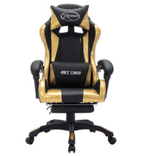 Gaming-Stuhl mit RGB LED-Leuchten Gold und Schwarz Kunstleder