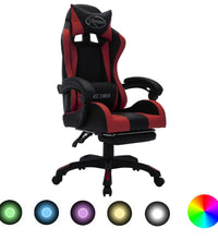 Gaming-Stuhl mit RGB LED-Leuchten Weinrot Schwarz Kunstleder
