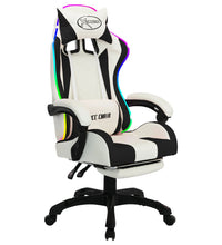 Gaming-Stuhl mit RGB LED-Leuchten Schwarz und Weiß Kunstleder