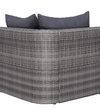 9-tlg. Garten-Lounge-Set mit Kissen Poly Rattan Grau