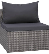 10-tlg. Garten-Lounge-Set mit Kissen Poly Rattan Grau