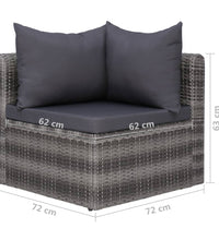 9-tlg. Garten-Lounge-Set mit Kissen Poly Rattan Grau