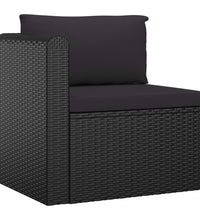 7-tlg. Garten-Lounge-Set mit Kissen Poly Rattan Schwarz