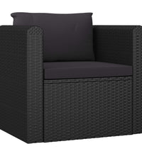 7-tlg. Garten-Lounge-Set mit Kissen Poly Rattan Schwarz