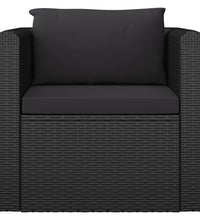 7-tlg. Garten-Lounge-Set mit Kissen Poly Rattan Schwarz