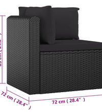 7-tlg. Garten-Lounge-Set mit Kissen Poly Rattan Schwarz