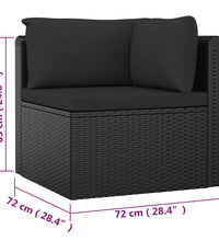 7-tlg. Garten-Lounge-Set mit Kissen Poly Rattan Schwarz