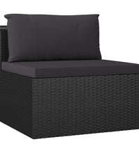 7-tlg. Garten-Lounge-Set mit Kissen Poly Rattan Schwarz