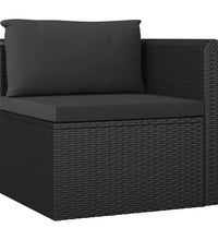 7-tlg. Garten-Lounge-Set mit Kissen Poly Rattan Schwarz